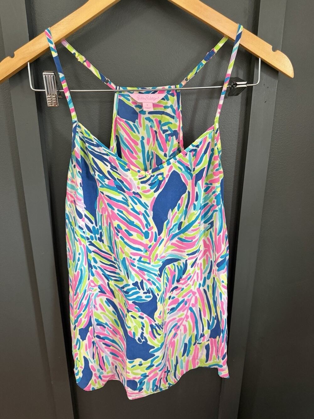 Lilly Pulitzer Women’s Size Small Abstract Bright Leaf 100% Silk Tank Top